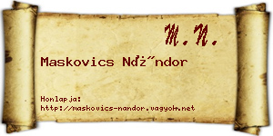Maskovics Nándor névjegykártya